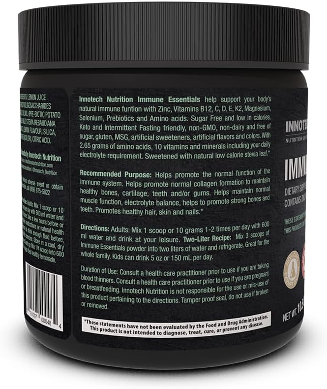 Innotech Nutrition Solutions Immune Essentials, 300 Gram - Lemon Flavour