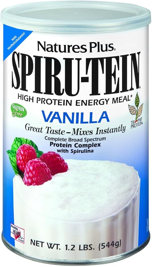 NaturesPlus SPIRU-TEIN, Vanilla - 1.06 lbs - Spirulina Protein Powder - Vitamins & Minerals for Energy - Vegetarian, Gluten Free - 16 Servings
