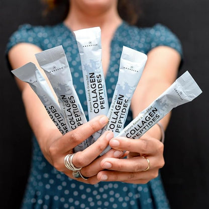 AMANDEAN Collagen Peptides Powder Packets | 30 Individual Stick Packs | Grass-Fed Hydrolyzed Collagen Protein | Unflavored, Easy to Mix | Travel Friendly | Promotes Healthy Gut, Skin, Hair, Nails.