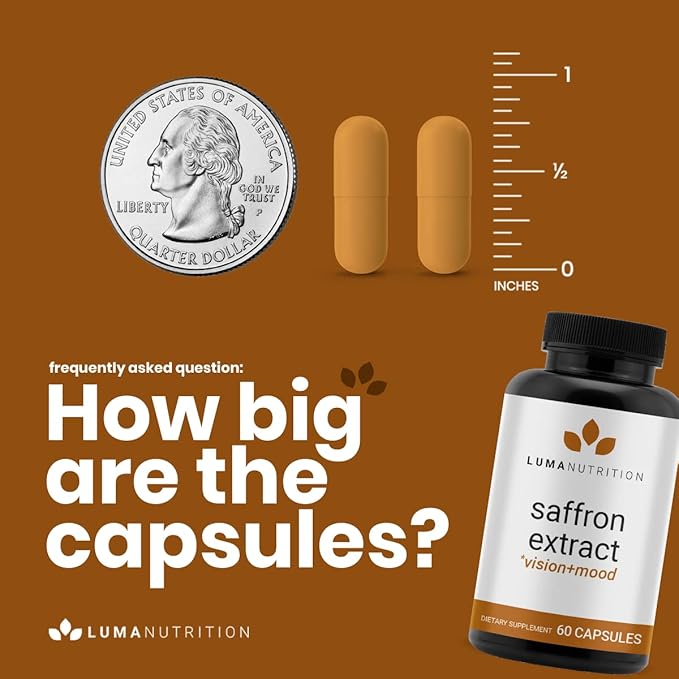 Luma Nutrition Saffron Extract Capsules - Premium Saffron Supplements - 88.50 mg Pure Saffron Pills - Mood Support - Eye Support - Made in The USA - 60 Capsules