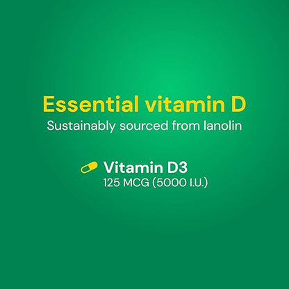 Country Life Vitamin D3, Non-Fish 5000 IU, 365 Softgels, Certified Gluten Free