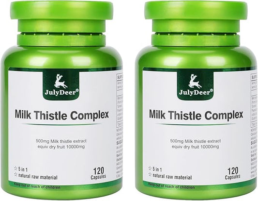 2 Bottles Milk Thistle Silymarin Marianum 630 mg Per Bottle - Total 240 Capsules