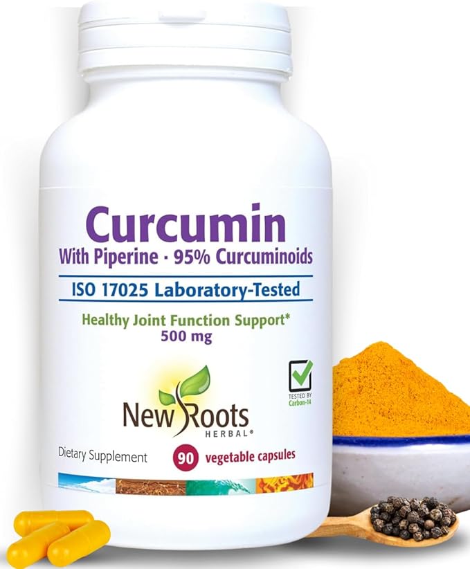 New Roots | Turmeric Curcumin with Black Pepper Supplement is 20x Better Absorption | 95% Curcuminoids + 95% Piperine (90 Veg Capsules, Each 500mg)