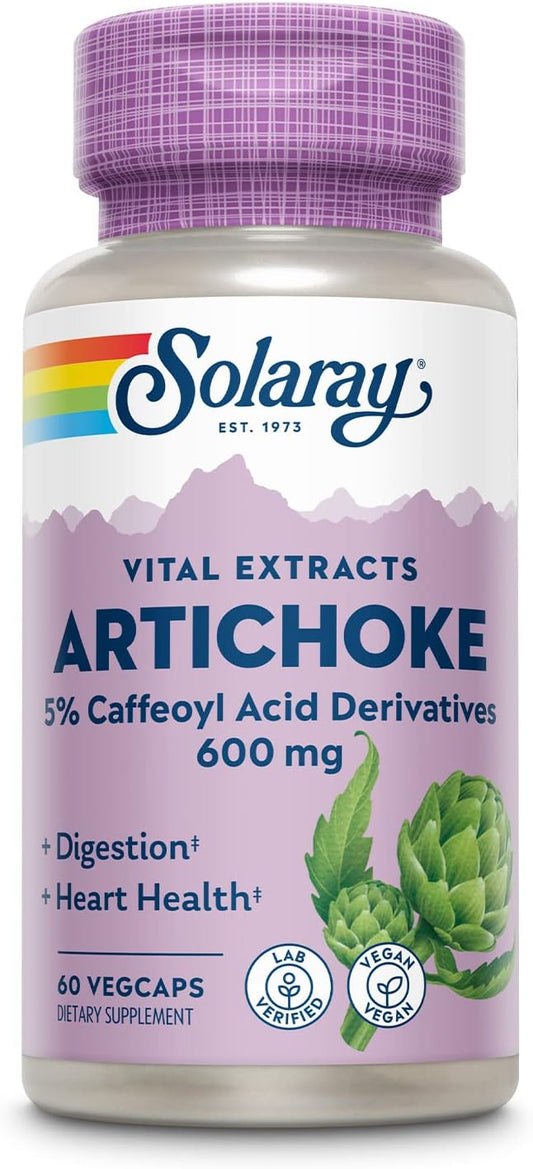 SOLARAY Artichoke Leaf Extract 600mg | Guaranteed Potency | Healthy Liver, Gall Bladder & Digestive Function Support | Lab Verified | 60 VegCaps