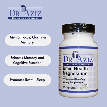 Brain Health Magnesium Supplement – Magnesium Support Supplement - Cognitive Support, Memory & Focus - 60 Capsules