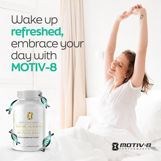 Motiv-8 Magnesium Glycinate, Relaxation, Sleep Support, Mood Elevation, 100% Vegan, 500 mg (180 Veggie Capsule)
