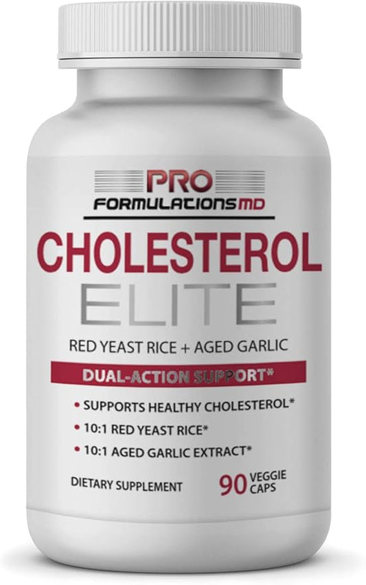 Cholesterol Elite – Dual Action Cholesterol Support – 90 Veggie caps – Powered by Red Yeast Rice & Aged Garlic Extract – Enhanced with Inositol & Artichoke Extract