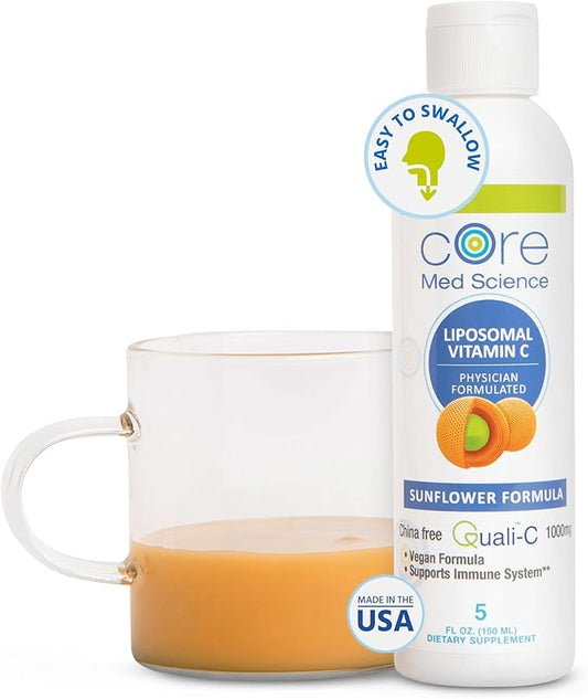 Core Med Science Liposomal Vitamin C 1000mg Liquid - Sunflower Formula, 5 Fl Oz - Natural Liposomal Vitamin C Non-GMO Supplement - Immune System Booster for Adults - Supports Collagen Formation