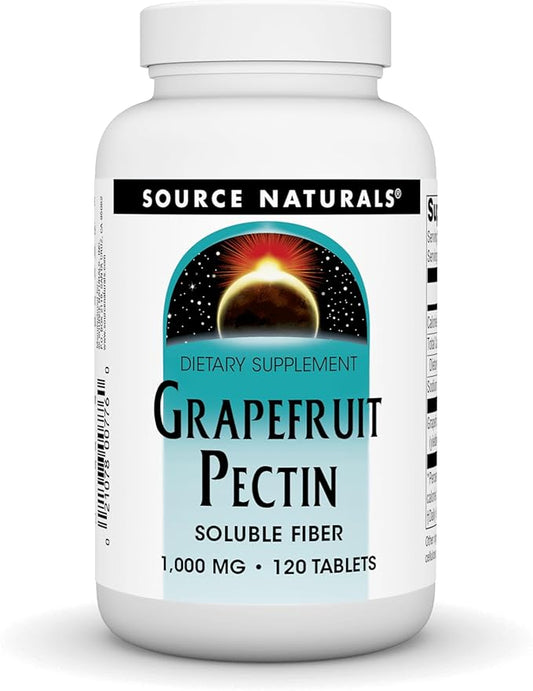 Source Naturals Grapefruit Pectin, Soluble Fiber - 1000 mg Dietary Supplement - 120 Tablets