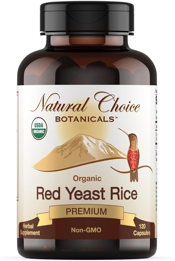 Certified Organic Red Yeast Rice Supplement - 120 Capsules, 2 Month Supply