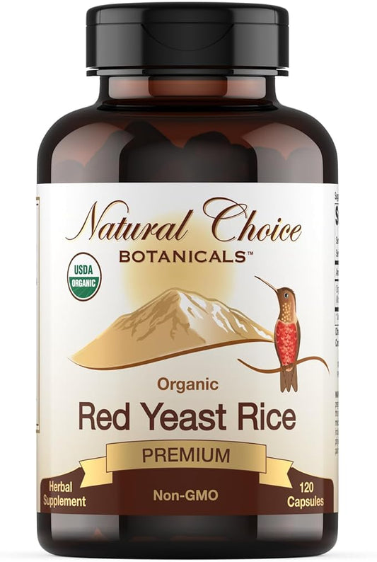 Certified Organic Red Yeast Rice Supplement - 120 Capsules, 2 Month Supply