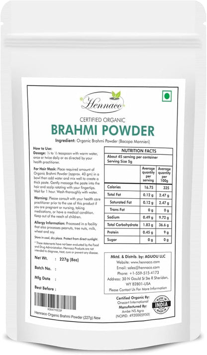 Bacopa Powder - Brahmi Powder, Bacopa Monnieri for Hair Health (227 GMS / 8 Ounces)