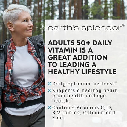 Earth's Splendor Adults 50+ Daily Vitamin- Overall Wellness Support, Daily Nutrients, 120 Day Supply