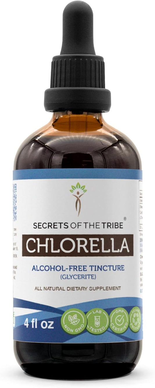 Secrets of the Tribe Chlorella Tincture Alcohol-Free Liquid Extract, Chlorella (Chlorella vulgaris) Dried Algae (4 FL OZ)