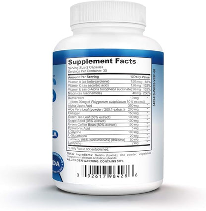 NutraPro Anti Wrinkle and Ageless Skin Vitamins - Dermal Repair Complex for Skin Repair with Collagen & Resveratrol & Alpha - Lipoic Acid & Hyaluronic Acid Supplement to Renew Skin