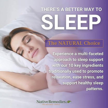 Native Remedies 10-in-1 Formula Natural Sleep Aid for Adults & Kids 4+ - Sleep Supplement with Melatonin 5mg, Magnesium, Valerian Root, Chamomile – Sleeping Aid Support, Non-GMO, Vegan - 60 Capsules