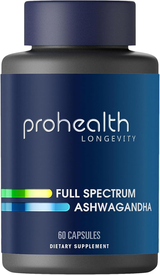 ProHealth Ashwagandha Supplement 60 Capsules, Organic Root Extract & Powder, Ashwagandha for Women & Men, Supports Stress & Sleep