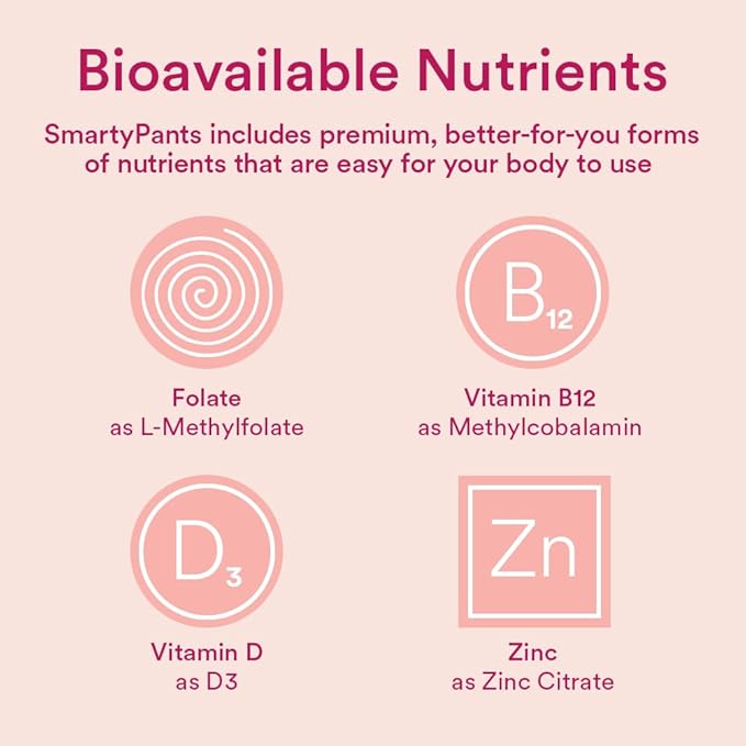 SmartyPants Women's Multivitamin Gummies: Omega 3 Fish Oil (EPA/DHA), Methylfolate, CoQ10, Vitamin D3, C, Vitamin B12, B6, A, K & Zinc, Inositol, Gluten Free, 180 Count (30 Day Supply)