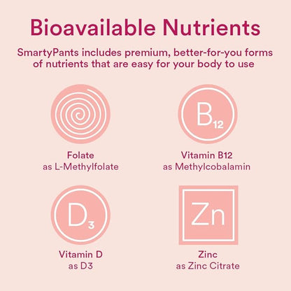 SmartyPants Women's Multivitamin Gummies: Omega 3 Fish Oil (EPA/DHA), Methylfolate, CoQ10, Vitamin D3, C, Vitamin B12, B6, A, K & Zinc, Inositol, Gluten Free, 180 Count (30 Day Supply)