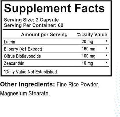 Total Eye Complex - Lutein + Bilberry + Zeaxanthin + Citrus Bioflavonoids - Ultra Vision Support Supplement for Healthy Eyes 120 Softgels, 60 Day Supply