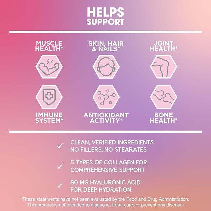 BioEmblem Beauty Collagen - 11G Hydrolyzed Multi-Collagen Peptides & NAD+ Supplement