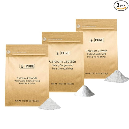 Pure Original Ingredients Calcium Bundle (1lb) Calcium Chloride, Calcium Citrate, Calcium Lactate