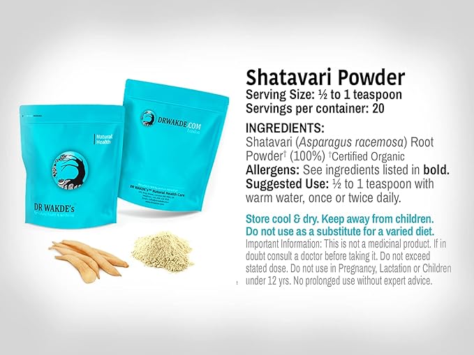 DR WAKDE'S Organic Shatavari Powder (Asparagus racemosa) - 100g (3.5oz) | Pure, Raw & Dried Powder | Ayurvedic Herb | Vegan | Nothing Added, Nothing Removed | Same Day Dispatch