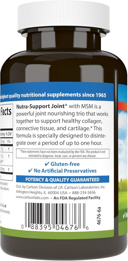 Carlson - Nutra-Support Joint, Glucosamine Chondroitin & MSM, Joint Function, Cartilage Support & Optimal Wellness, 60 tablets
