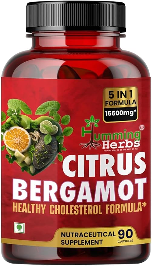 Bergamot Citrus 1110mg – Supports Heart Health – with Black Choke Berry, Niacin, Olive Leaf & Black Pepper Extract 90 Capsule