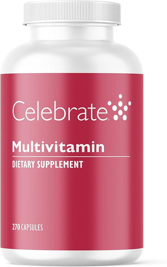 Celebrate Vitamins Bariatric Multivitamin, Iron Free - Post Gastric Bypass & Sleeve Gastrectomy Supplement for Men & Women - Essential Minerals & Vitamins A, B, D & E (270 Capsules)