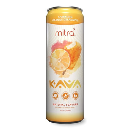 MITRA-9 Botanical Beverages - Orange Dreamsicle Sparkling Kava Drink With Kava Root Extract - Mood Enhancer - Plant Based - Promotes Natural Calm & Clarity (12 Fl. Oz) (12)