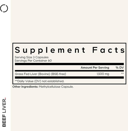 Codeage Grass Fed Beef Liver Supplement Superfood, Freeze Dried, Non-Defatted, Desiccated Glandulars Bovine Pills, Pasture Raised Beef Vitamins, Non-GMO Liver Meat, 180 Capsules