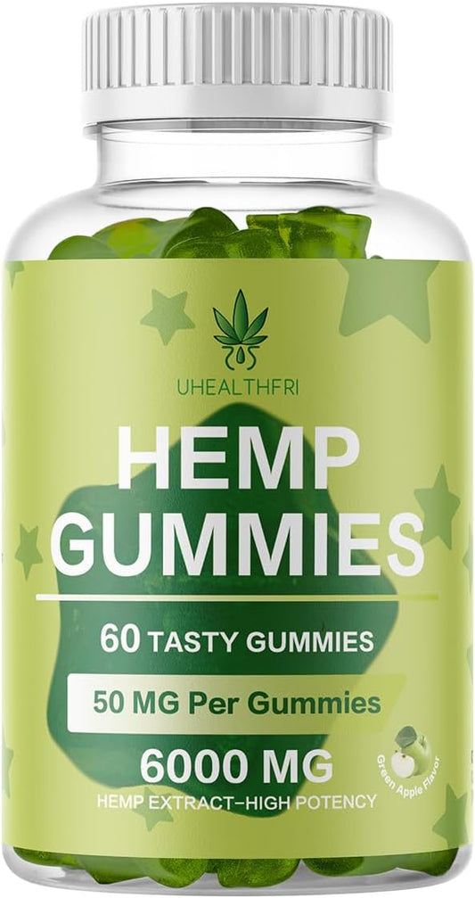 Hemp Gummies with Omega 3, 6 & 9 - High Potency Hemp Extract - Star Hemp Gummy with Organic Hemp Oil for Adults