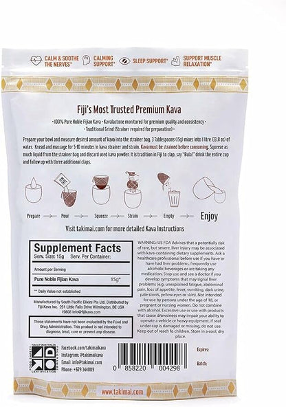 Taki Mai Traditional Kava Kava Powder 32oz – Premium Kava Root Powder with High Kavalactone Content for Relaxation, Stress Relief, Calmness and Sleep Support