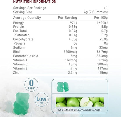Unichi Hair Growth Gummies, 5200mcg Biotin Formulated with Zinc, Pantothenic Acid and Vitamin A, C, E for Stronger and Thicker Hair for Women, (20 Count)