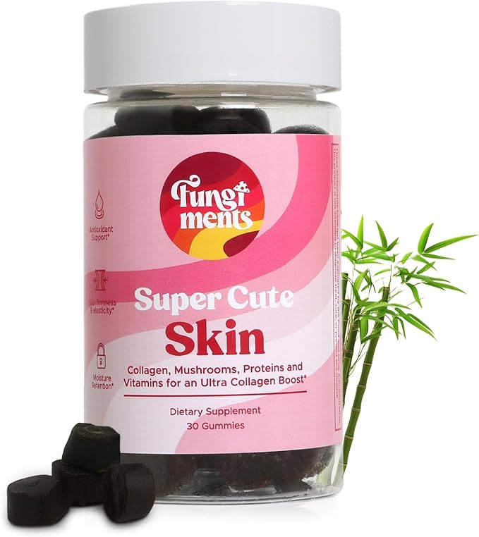 Super Cute Gummies - Mushroom Supplement for Teens - Healthy Hair, Skin, and Nails for Teenage Boys & Girls - Biotin, Chaga, Collagen Peptides, Keratin, Vitamin C, Bamboo Extract (30 Mushroom Gummies)