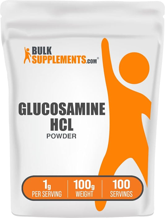 BulkSupplements.com Glucosamine HCl Powder - Glucosamine 1000mg, Glucosamine Supplement, Glucosamine Powder - Gluten Free, 1000mg per Serving, 100g (3.5 oz) (Pack of 1)
