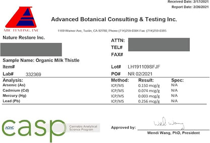 Nature Restore USDA Certified Organic Milk Thistle Seed Powder, 10 Ounces, Packaged in California