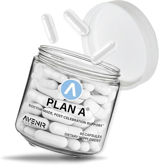 Plan A - Post-Celebration Relief & Morning Restore, Dehydration & Headache Support - Dihydromyricetin DHM & L Cysteine - 45 Capsules