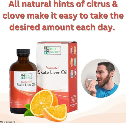 Green Pasture Fermented Skate Liver Oil - Orange - 6.0 FL Oz