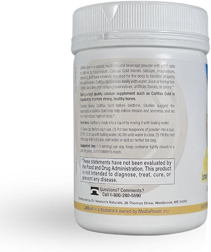 Dr. Newton’s Naturals CalMax Gold Powder Drink Mix - 2:1 Ratio of Calcium & Magnesium with Vitamin C + Essential Trace Minerals to Support Post Workout Recovery, Muscles, Sleep, Bones -5 oz can