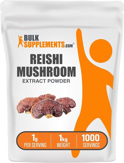 BulkSupplements.com Reishi Mushroom Extract Powder - Reishi Mushroom Powder, Supplement for Overall Well-Being - Gluten Free, 1g per Serving, 1kg (2.2 lbs) (Pack of 1)