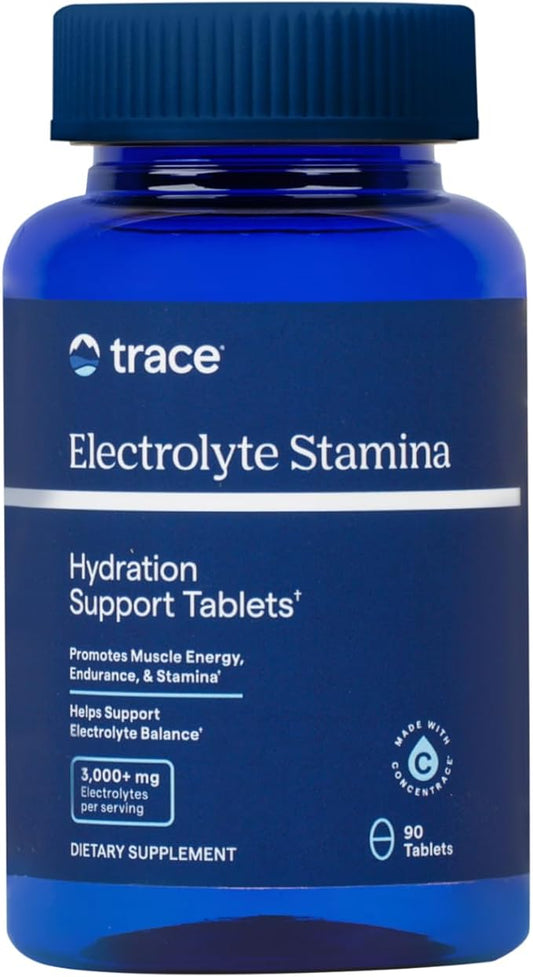 Trace Minerals Electrolyte Stamina - Heart Health & Hydration Support - Electrolyte Supplement Aids Muscle Cramp Relief & Endurance - Mineral Supplement with Magnesium - 90 Tablets (15 Servings)