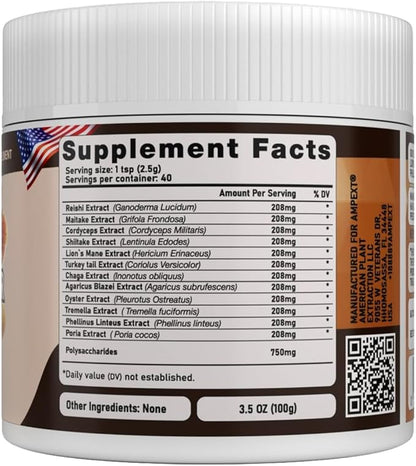 12-in-1 Dozen Synergy Power: Premium Complex of 12 Carefully Selected Fruiting Body Mushroom Extracts, Supporting Immunity, Cognitive & Cardiovascular Functions