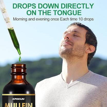Mullein Drops for Lungs - Lung Cleanse - Leaf Extract - Powerful Mullein for Immune Support,Detox & Respiratory Support - Herbal Supplements - 4 fl oz