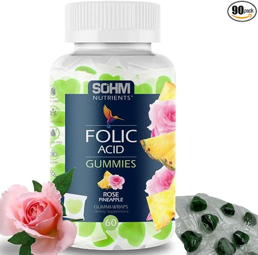 Folic Acid Gummies 300mcg, 60 Count, Supports Building Red Blood Cells, Vitamin B9 Gummies Vegetarian-B9 Vitamin Folic Acid