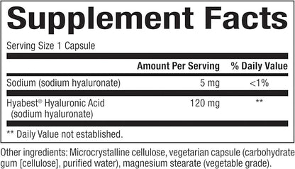 Natural Factors - Hyabest Hyaluronic Acid, Supports Healthy Joints & Skin, 60 Vegetarian Capsules