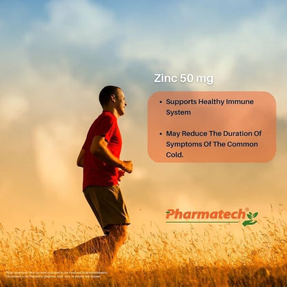 Zinc 50 mg, Immune Support Supplement, Elemental Zinc Chelated Gluconate, Mineral Antioxidant for Man and Woman Health, Acne, Easy to Swallow, 60 Tablets