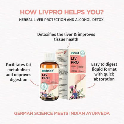 Livpro Liver Detox Syrup with Milk Thistle & Arjuna Bark by Green Cure, Liver Supplement with Milk Thistle Liver Detox Cleanse, Organic Liver Support - German Science with Ayurveda, 3.4 Fl Oz (100ml)