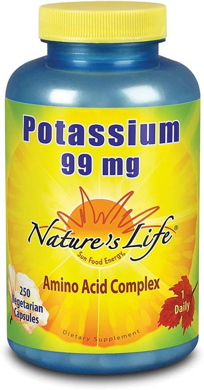 Nature's Life Potassium 99 mg - Potassium Nutritional Supplement - Minerals for Energy, Muscle Health & Electrolytes - 250 Vegetarian Capsules